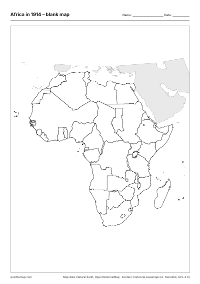 Africa in 1914 – Blank map preview