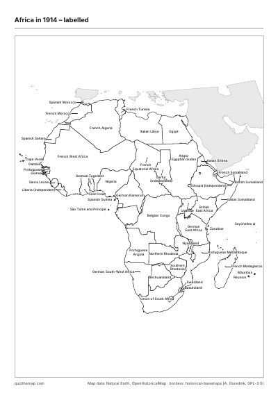 Africa in 1914 – Labelled map preview