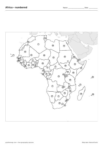 Africa – Numbered map preview