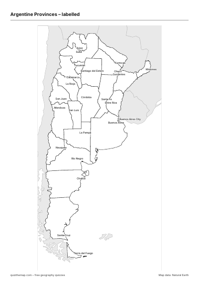 Argentine Provinces – Labelled map preview