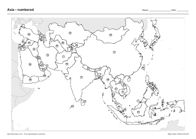 Asia – Numbered map preview