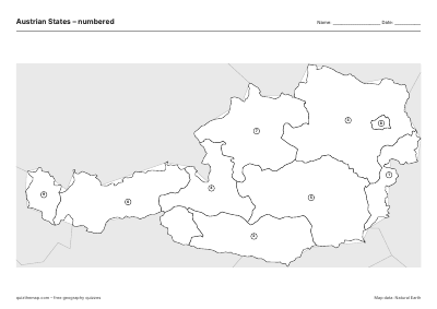 Austrian States – Numbered map preview