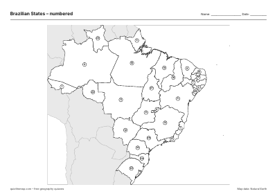 Brazilian States – Numbered map preview