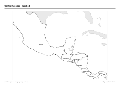 Central America – Labelled map preview