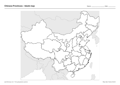 Chinese Provinces blank map thumbnail
