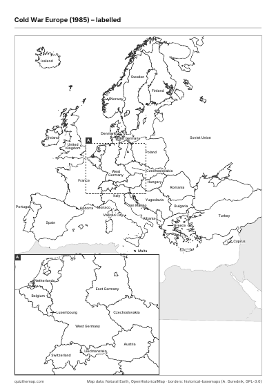 Cold War Europe (1985) – Labelled map preview