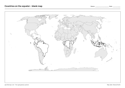 Countries on the equator – Blank map preview