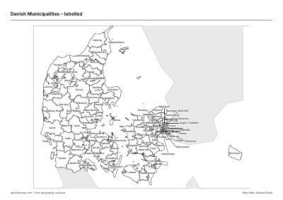 Danish Municipalities – Labelled map preview