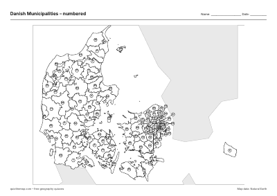 Danish Municipalities – Numbered map preview