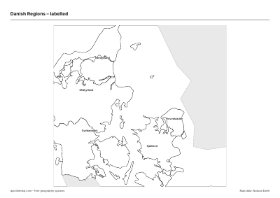 Danish Regions – Labelled map preview