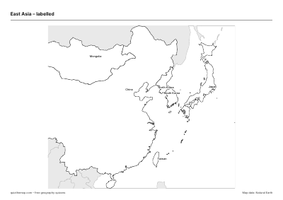 East Asia – Labelled map preview