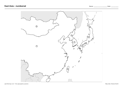 East Asia – Numbered map preview