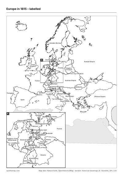 Europe in 1815 – Labelled map preview