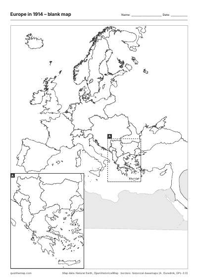 Europe in 1914 – Blank map preview