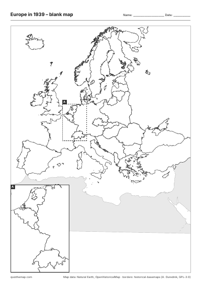 Europe in 1939 – Blank map preview