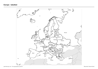 Europe – Labelled map preview