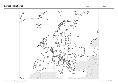 Europe – Numbered map preview