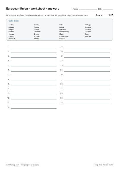 European Union – Worksheet map preview
