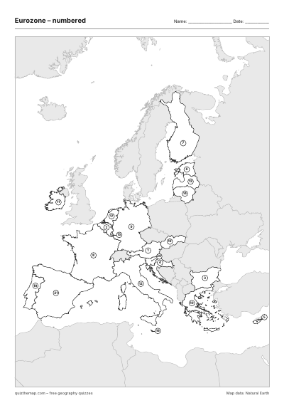 Eurozone – Numbered map preview