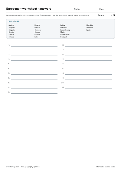 Eurozone – Worksheet map preview