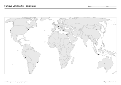 Famous Landmarks blank map thumbnail