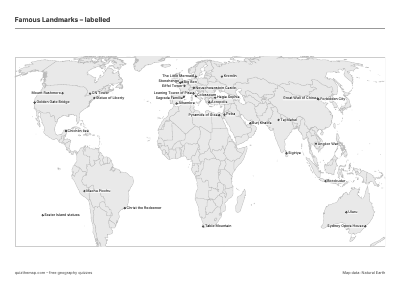 Famous Landmarks – Labelled map preview