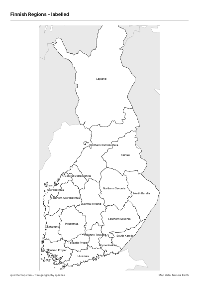 Finnish Regions – Labelled map preview