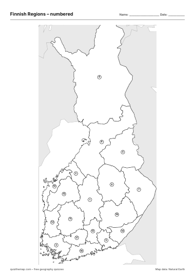 Finnish Regions – Numbered map preview