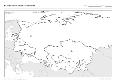 Former Soviet Union – Numbered map preview