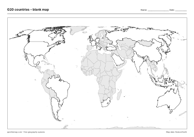 G20 countries – Blank map preview