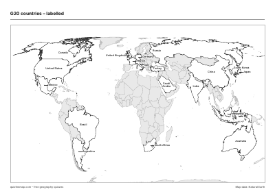G20 countries – Labelled map preview