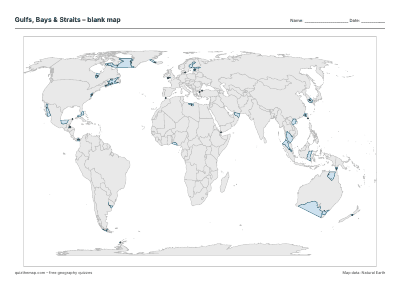 Gulfs, Bays & Straits blank map thumbnail