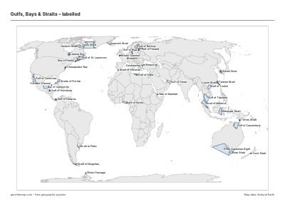 Gulfs, Bays & Straits – Labelled map preview