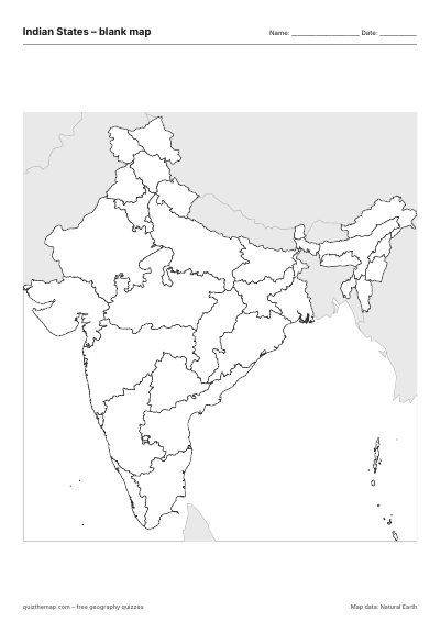 Indian States blank map thumbnail