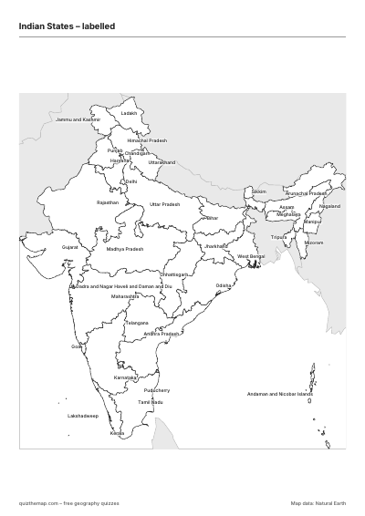 Indian States – Labelled map preview