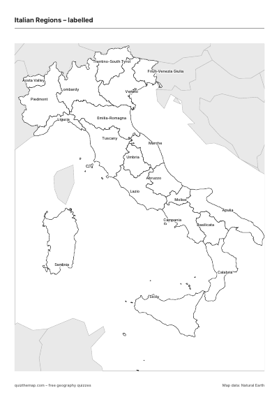 Italian Regions – Labelled map preview