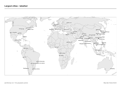 Largest cities – Labelled map preview