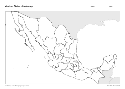 Mexican States blank map thumbnail