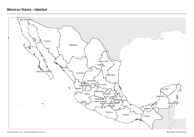 Mexican States – Labelled map preview