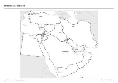 Middle East – Labelled map preview