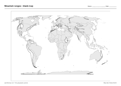 Mountain ranges blank map thumbnail