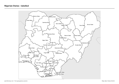 Nigerian States – Labelled map preview