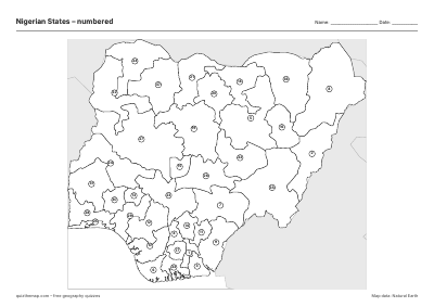 Nigerian States – Numbered map preview