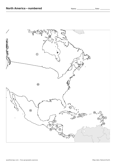 North America – Numbered map preview