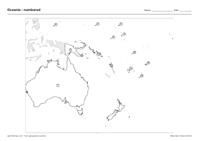 Oceania – Numbered map preview