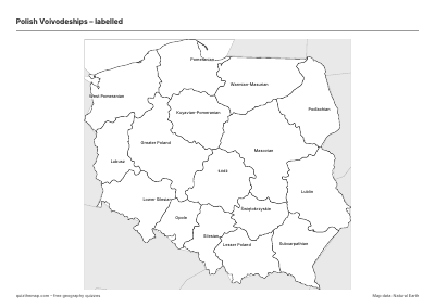 Polish Voivodeships – Labelled map preview