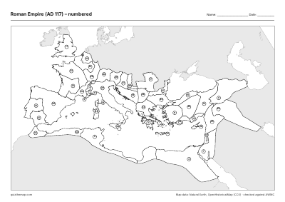 Roman Empire (AD 117) – Numbered map preview