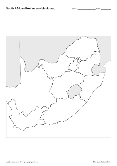South African Provinces blank map thumbnail