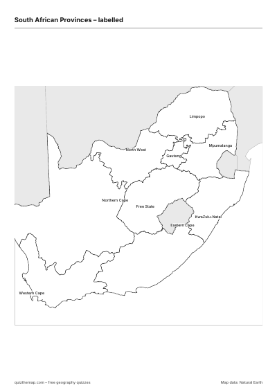 South African Provinces – Labelled map preview