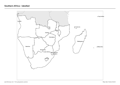 Southern Africa – Labelled map preview